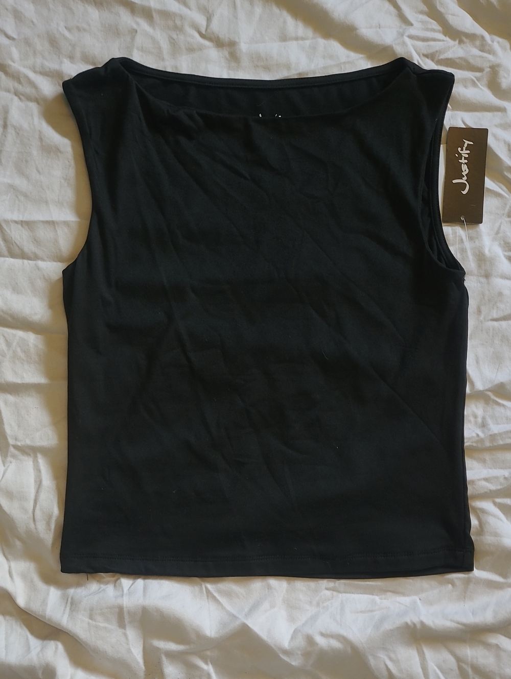 Justify Black Scoop Neck Women's Tank